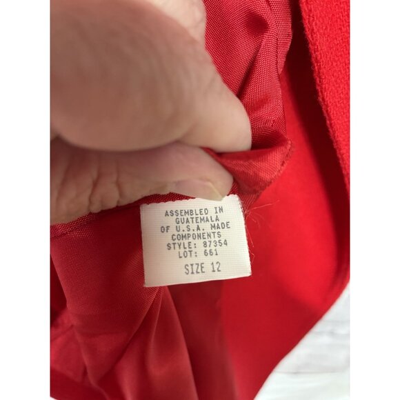 Vtg Cross Country Fashions Red Wool Christmas Holiday Party Blazer Sz 12 - Picture 12 of 13